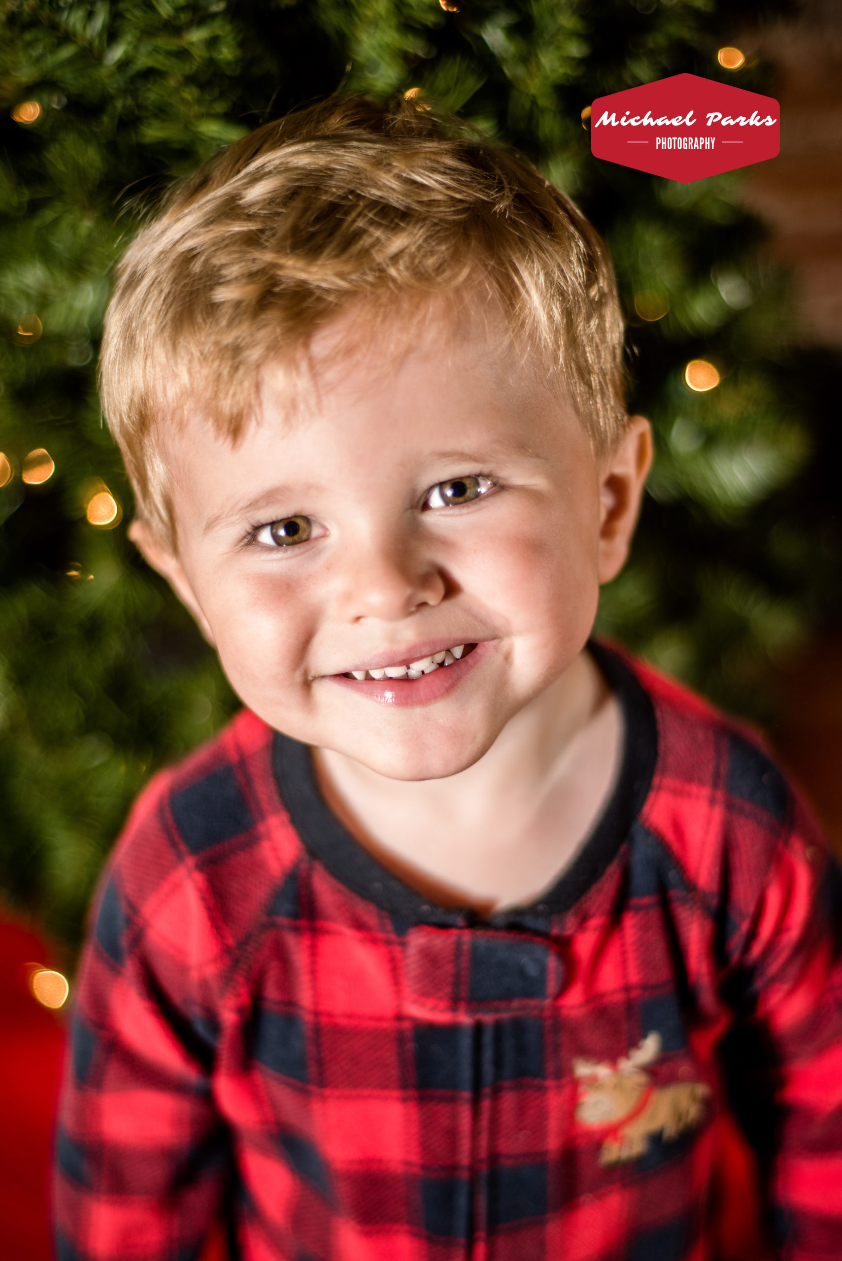 St Louis Christmas Mini Sessions - Christmas photo of child and Christmas tree